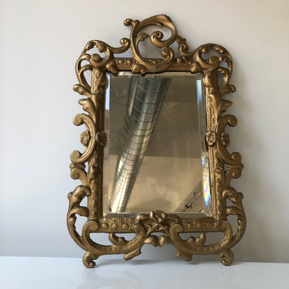 Antique French Beveled Mirror/Plateau
